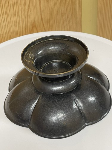 Vintage Messing Sockel Kompott Schale Deko Radierung Jakobsmuschel Kanten Indien Made - Bild 8 von 13