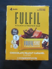 (4) Fulfil Vitamin & Protein Bars Chocolate Peanut Caramel Flavor 1.41 Oz Each