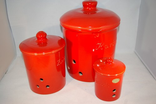 Set Mohn, Kartoffel Zwiebel Knobi grade ohne Henkel, Steinzeug - Bild 2 von 2