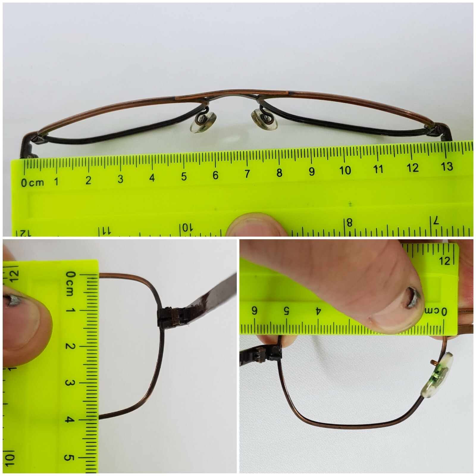 Vtg 60s Bronze metal Square glasses Victory 526 Eyeglasses Rectangular frame Zwykły sklep nowy