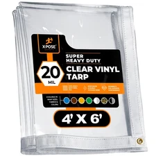 Clear Vinyl Tarp - Super Heavy Duty 20 Mil Transparent