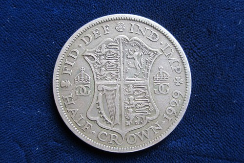 Gran Bretaña 1929 Media Corona Moneda Reino Unido 1929 Media Corona Inglaterra 1929 Moneda Plata - Imagen 10 de 13