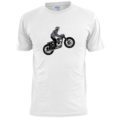 Camiseta de motociclista calavera para hombre Scrambler plano - Imagen 2 de 2