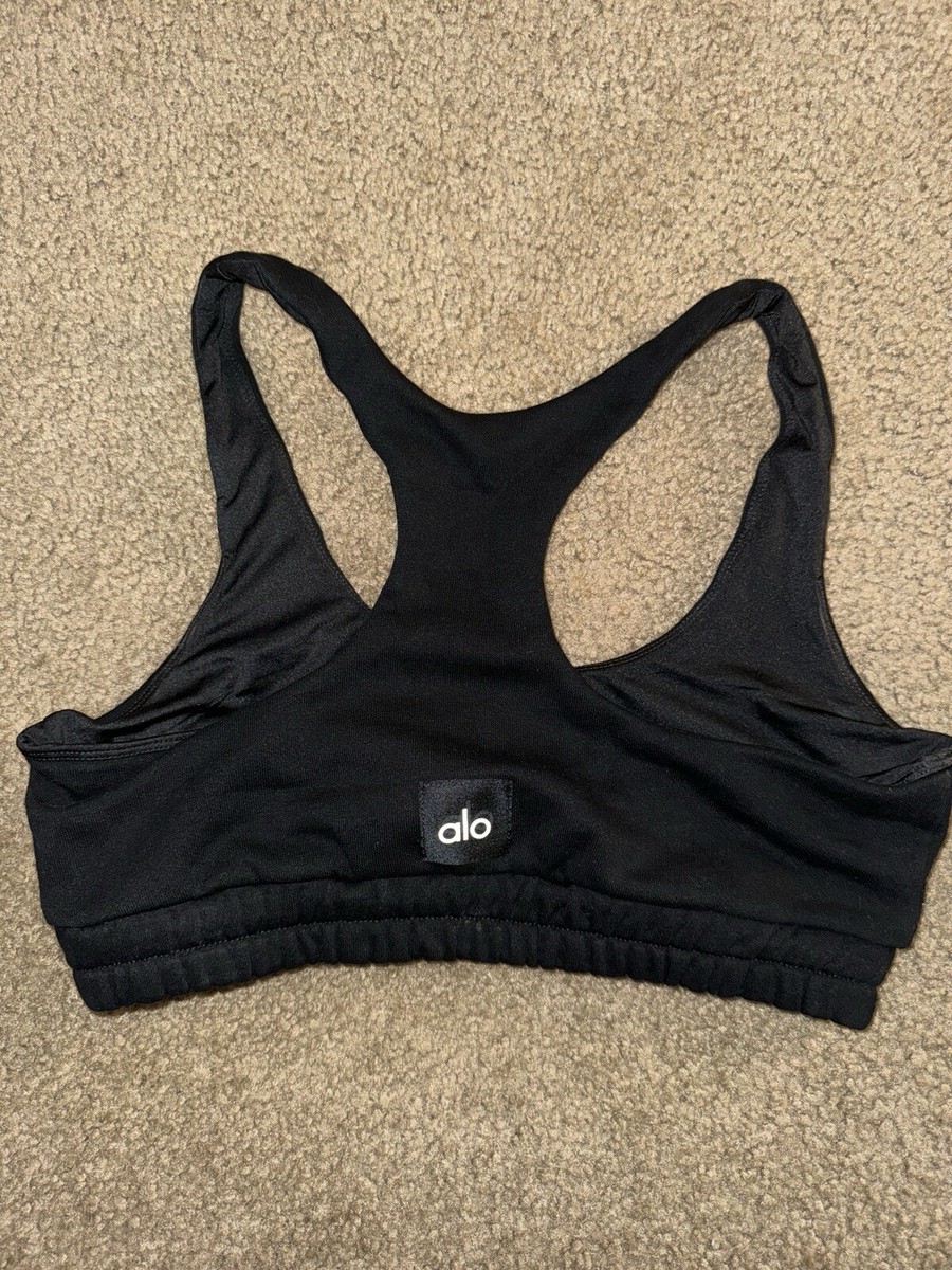 フィットネストップス [Alo Yoga] Scoop Neck Sweatshirt Bra ALO YOGA Scoop Neck Sweatshirt Bra - Black MEDIUM NWOT | eBay
