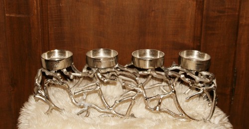 Exclusiver Adventskranz Alu silber Handarbeit Adventsdeko Weihnachtsdeko NEU - Bild 3 von 3