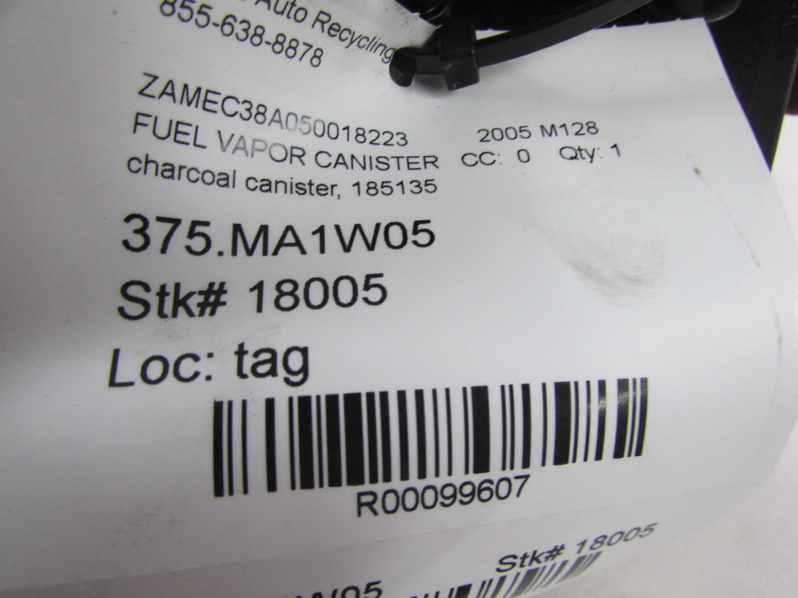 Maserati M128 Coupe, Fuel Charcoal Canister, Vapor Filter, Used, P/N 185135