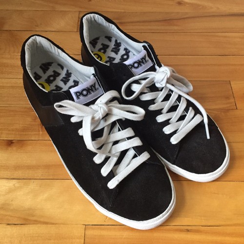 PONY topstar Top Star Low Lo Black And White Grey Suede Leather New Size 9