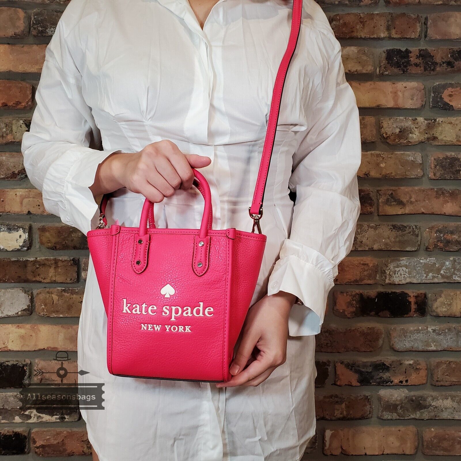 Girls Toby Brand White Polyester Purse Pink & Clear Bead