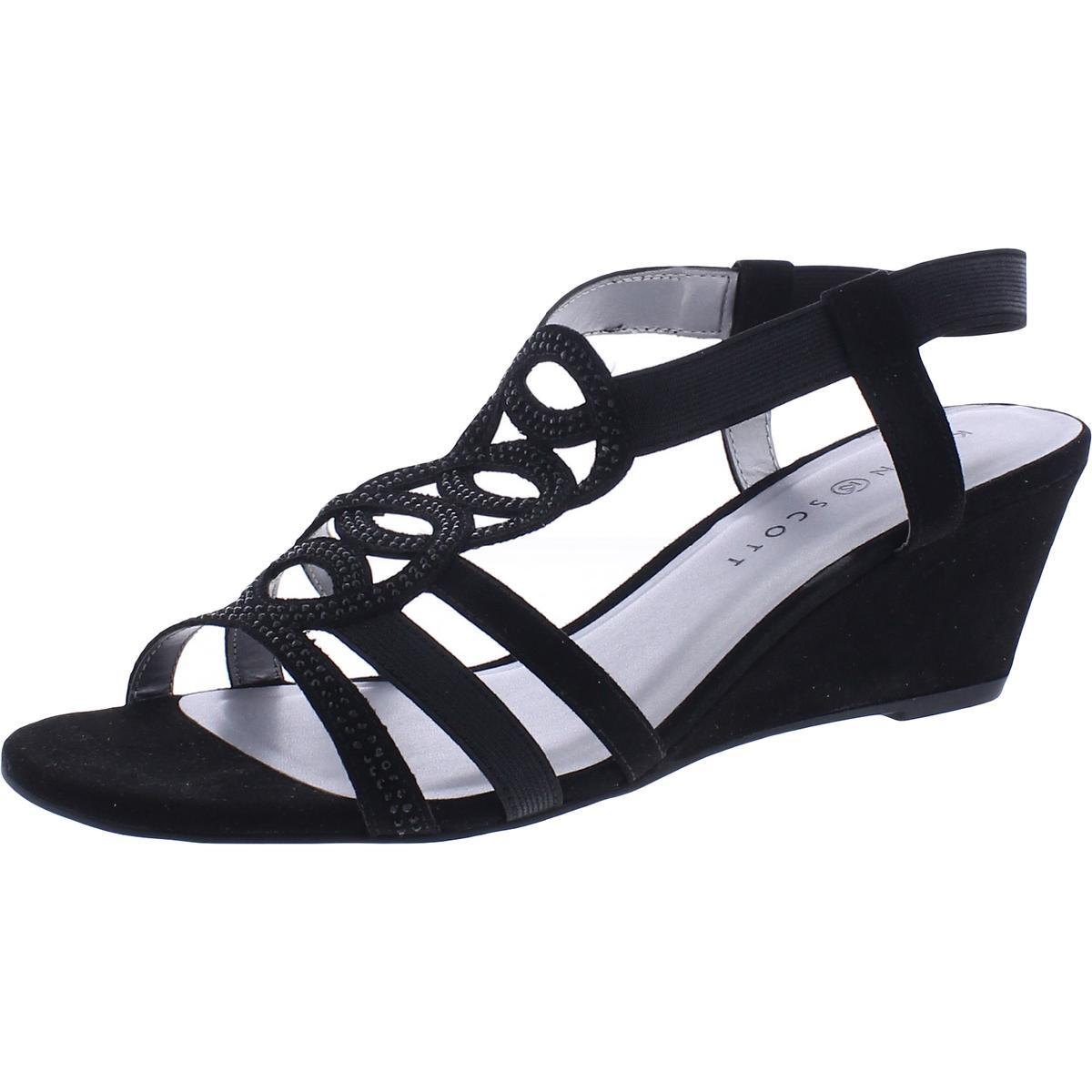 Женские черные босоножки на танкетке Karen Scott, размер 10, средний (B, M), BHFO 7634