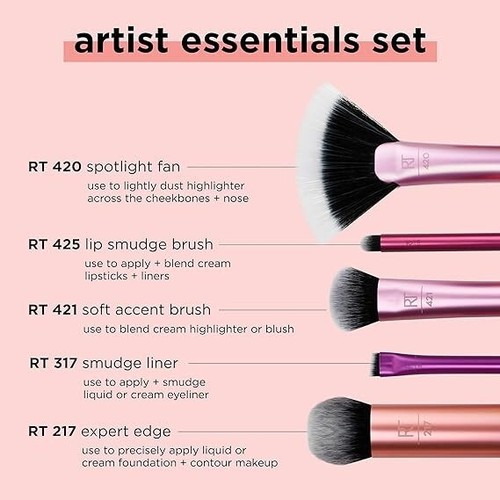 Juego completo de brochas de maquillaje facial Real Techniques Artist Essentials - Imagen 3 de 5