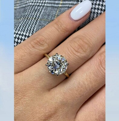 3 Ct Round Cut Simulated Diamond Solitaire Engagement Ring 14K White Gold Plated