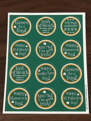 5 Sheets Rare Vintage Hallmark Green Shamrock St Patrick s Day Sticker Sheet
