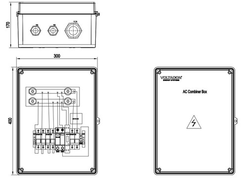 AC Combiner Box for Solar Inverters 8kw/11kW 2 Ways In 1 Way Out -Eastron SDM120 - Picture 7 of 7