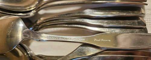 49 Pcs Vintage Oneidacraft Premium Stainless Paul Revere Knives Forks Spoons - Picture 10 of 19