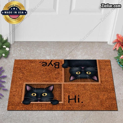 Felpudo de bienvenida de gato con foto personalizada diseño de hola adiós para decoración de porche o entrada - Imagen 4 de 4