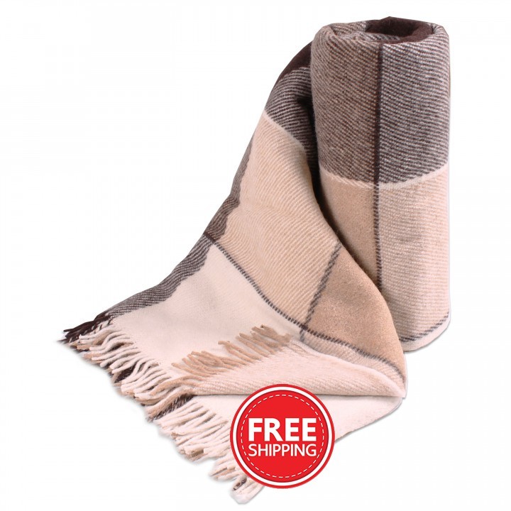 100% WOOL Plaid Blanket Twin Größe 140200cm Beige Farbe 100% WOOL Plaid Blanket Twin Größe 140200cm Beige Farbe