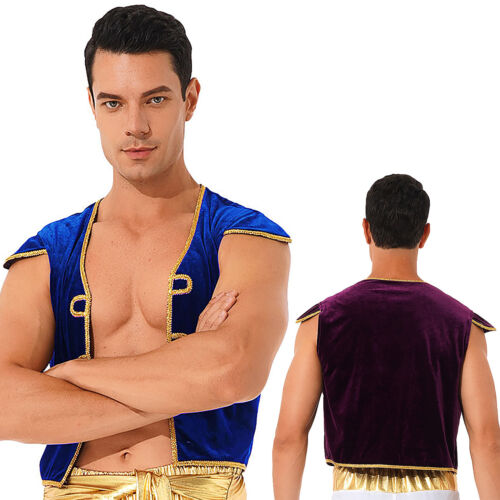 Mens Street Rat V Neckline Waistcoat Party Vest Open Front Costume Cap Sleeve - Picture 3 of 30