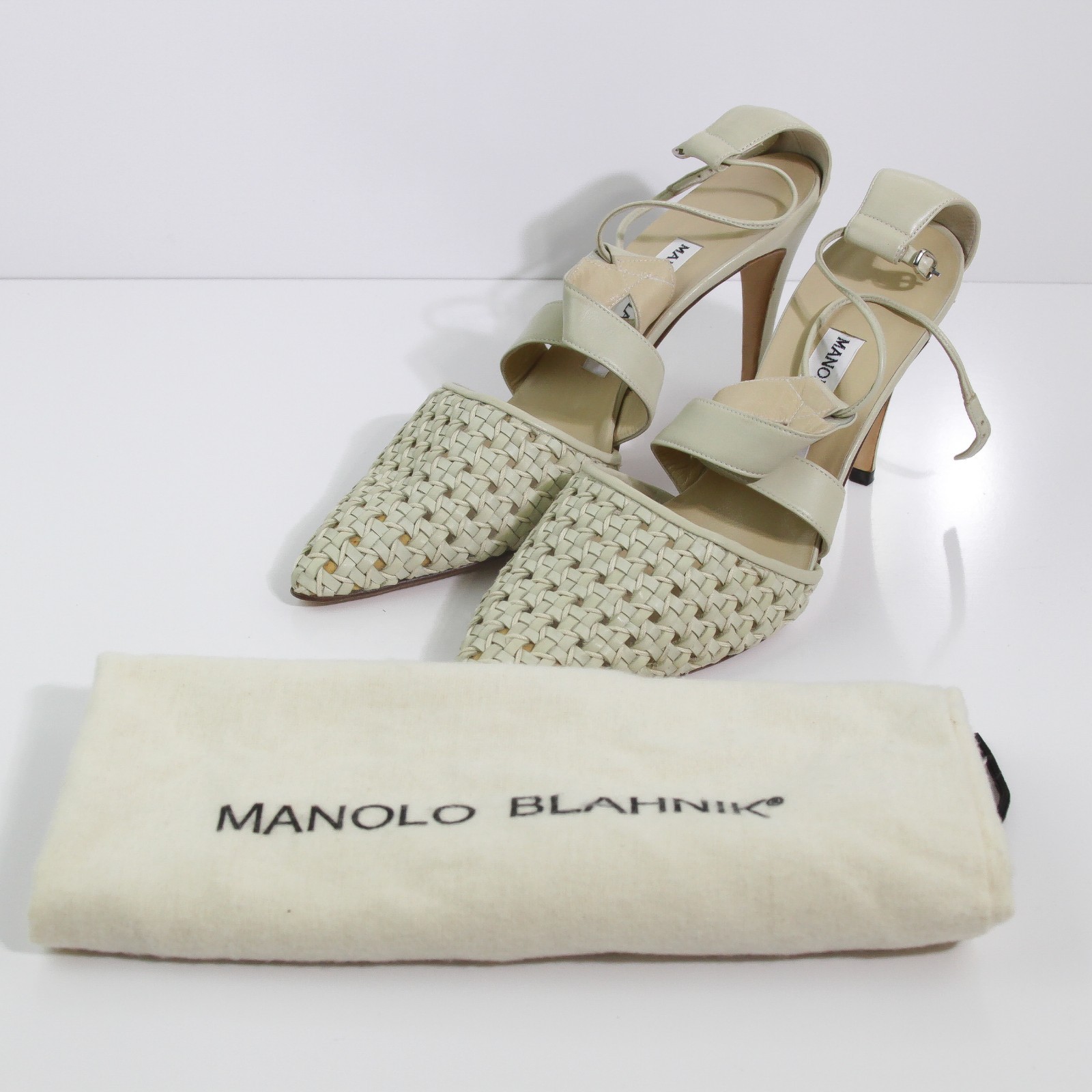 GORGEOUS MANOLO BLHNIK DESERT TAUPE WOVEN LEATO SANDALS storLEK EUR 41 GORGEOUS MANOLO BLHNIK DESERT TAUPE WOVEN LEATO SANDALS storLEK EUR 41