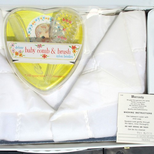 QUILTEX CRIB BLANKET SET 36 x 50" #7411 Pin Dish Brush Comb in Vinyl Case Retro - Picture 12 of 21