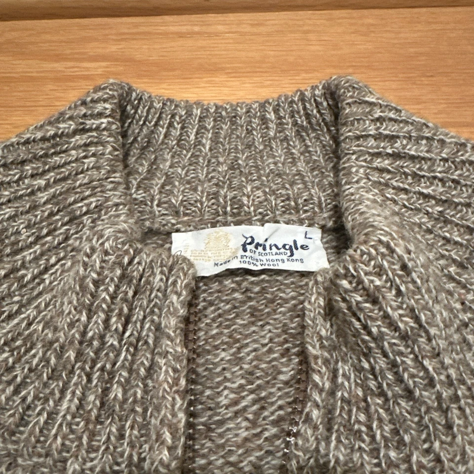 Pringle Of Scotland Cárdigan Escocés Pesado 100% Lana Cremallera Gris Suéter Talla M Foto 4 de 4