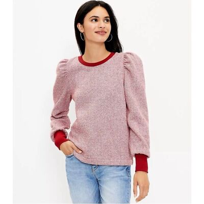 LOFT NWT Brick Long Sleeve Puff Shoulder Sweatshirt XS