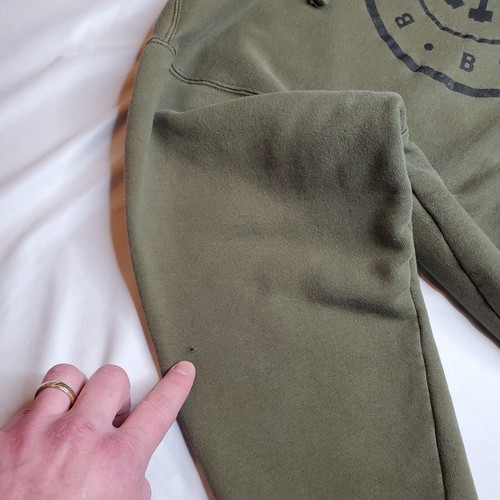 Barbell Brigade Sweatshirt Hoodie Mens Size M Olive Green GYM 22x24 Distressed - Picture 10 of 18