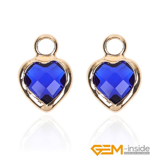 Cute Heart Birthstone Clear Crystal Gemstone Charms Pendent Jewelry Findings - Foto 7 di 67