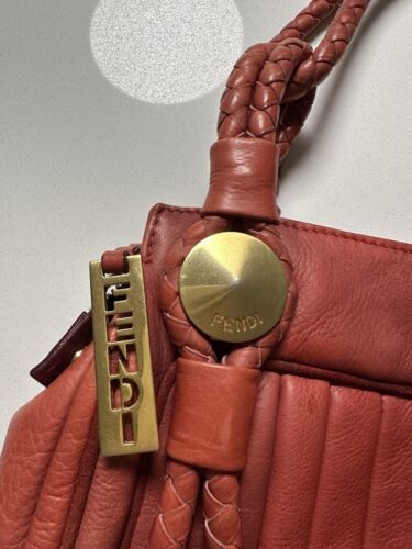 Fendi Vintage Selleria Shoulder Bag - Red With Gold Hardware - Picture 2 of 9