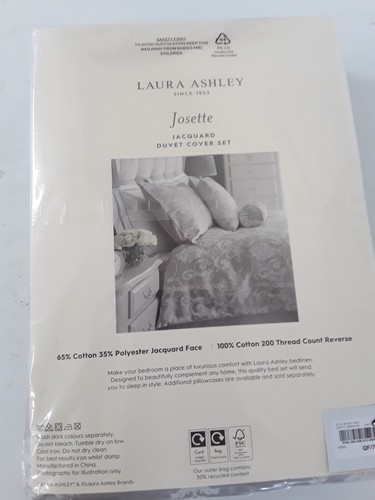 LAURA ASHLEY SILBER JOSETTE JACQUARD BETTBEZUG/KISSENBEZUG SET DOPPELTE GRÖSSE - Bild 7 von 10