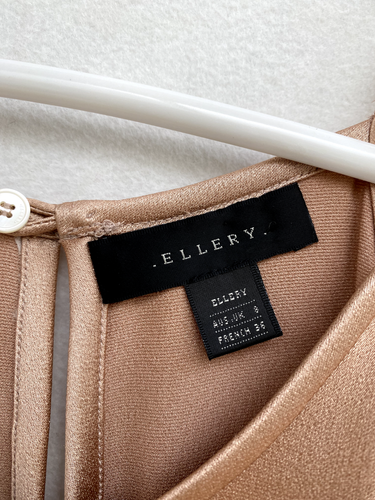 ☘️ Womens Ellery Australia Rose Gold Satin Sleeveless High-Low Dress Size 8 - Picture 9 of 10