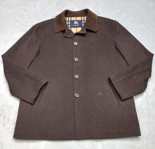 BURBERRY LONDON Overcoat Merino Wool Jacket Coat Nova Check Brown Men's Size 4 - Picture 4 of 21