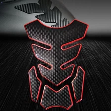 4PC Vinyl Customize Fuel Tank Pad Decal/Sticker Perforated Black+Chromed Red