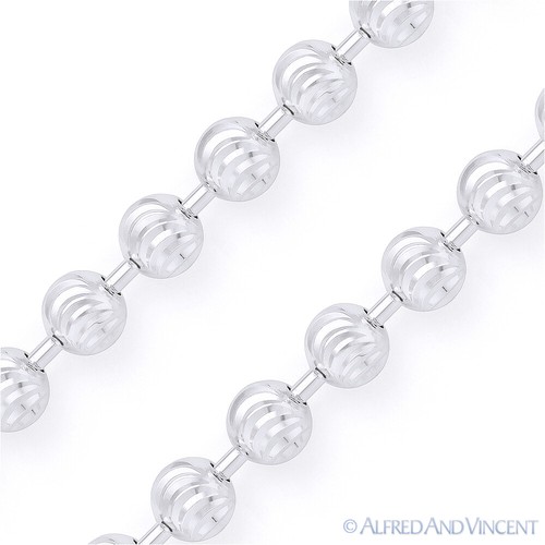 Collar de cadena de eslabón con cuentas de bola de 2,3 mm corte luna Italia plata esterlina 925 y rodio - Imagen 2 de 2