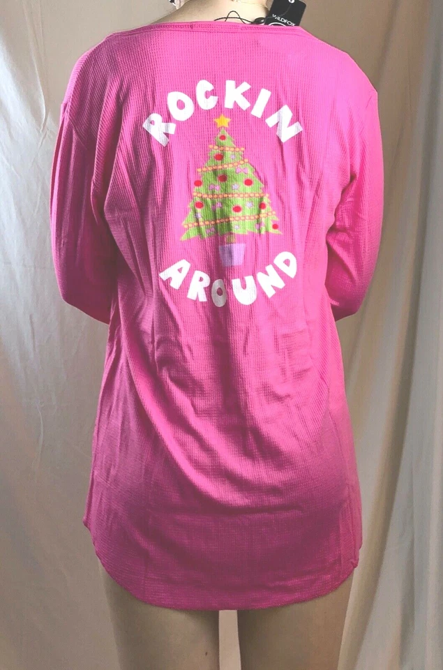 Camisa para dormir Wildfox Henley Rockin Around the Christmas Tree, térmica en caja XS Foto 4 de 4