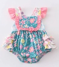 NEW Boutique Baby Girls Floral Ruffle Romper ...