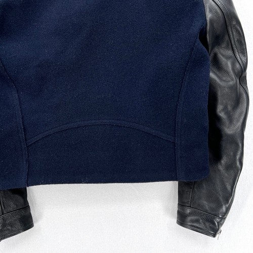 ACNE STUDIOS AW3 Cassady Leather Moto Jacket Mens 50 Black Navy Blue Wool Biker - Picture 12 of 23