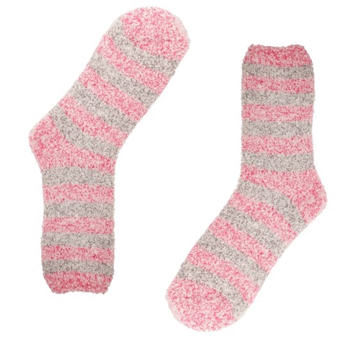 Chirpy Socks - Women's Soft Fuzzy Warm Cozy Striped Fuzzy Socks - Picture 24 of 34