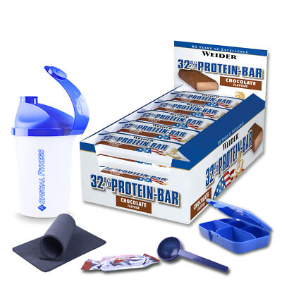 36,04 /kg ++ Weider 32% Protein Bar, 24 Eiweiß Riegel à 60g + BONUS ++