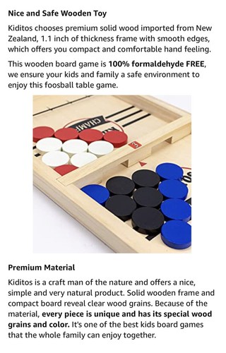 KIDITOS, Table Sling Hockey Action Tabletop Game in Solid Wood. 3 Levels. NEW. - Picture 7 of 12