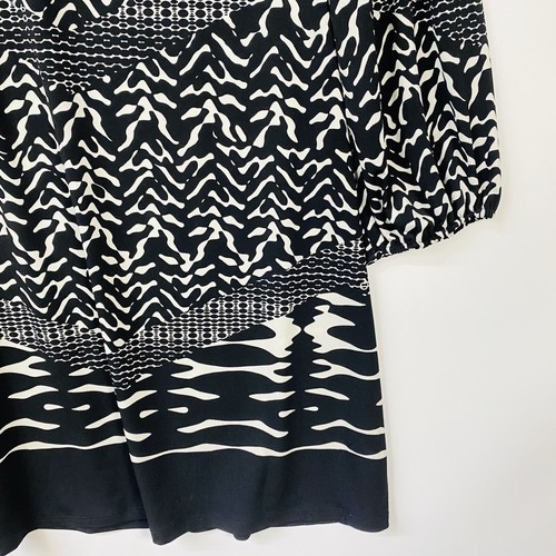 Style & Co. Womens Flowy Dress XL Black & White Long Sleeve Stretch Round Neck - Picture 4 of 10