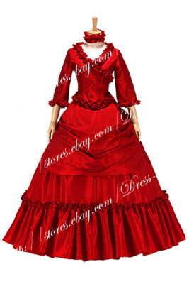 Victorian Lolita Bustle Period Reenactment Gothic Red Lolita Dress ...