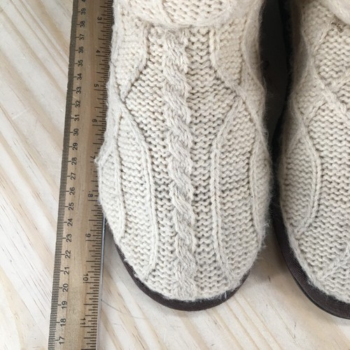 Muk Luks Boots Womens 9 Felicity Sweater Beige Mid Calf Cable Knit Faux Fur Trim - Picture 9 of 18