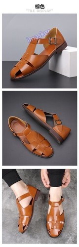 Roman Style Mens Closed Toe Sandals Buckle Flats Casual Business Shoes Summer Sz - Picture 12 of 28