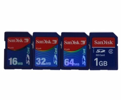 SanDisk 2GB 1GB 512MB 128MB 64MB 32MB 16MB Carte SD