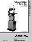Delta 28-263 Platinum Edition 14" Band Saw Instruction Manual