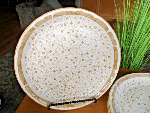 VTG Mikasa Country Classics Golden Mist Plates KS301 Set of 4 Dinner Flowers - Picture 2 of 3