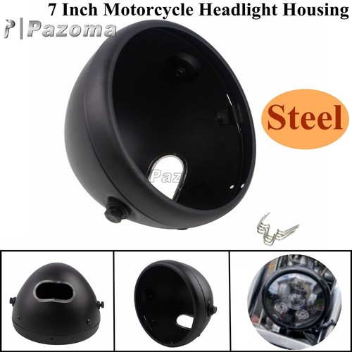 Matte Black Headlight Housing 7 inch Motorcycle Headlamp Bulb Bucket For Harley - Picture 2 of 11