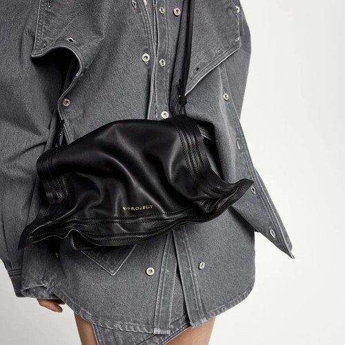 Leather Cowhide Wire Twisted Y Project Magnet Shoulder Bag Tote Bag Handbag - Picture 2 of 16