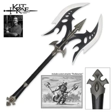 Kit Rae Black Legion Battle Axe | Stainless Steel Blades | Leather Handle | 35”