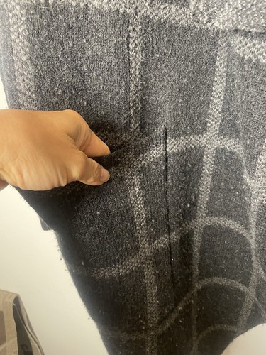 Eileen Fisher Long Cascading Windowpane Sweater Jacket 100% Wool Pockets Sz SP - Picture 3 of 4